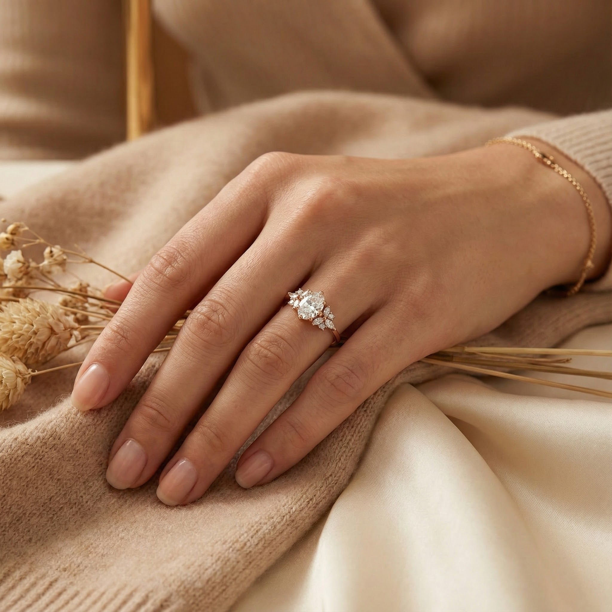 A dazzling oval moissanite ring - perfect for your engagement!  Shine bright with this stunning 18k gold beauty!