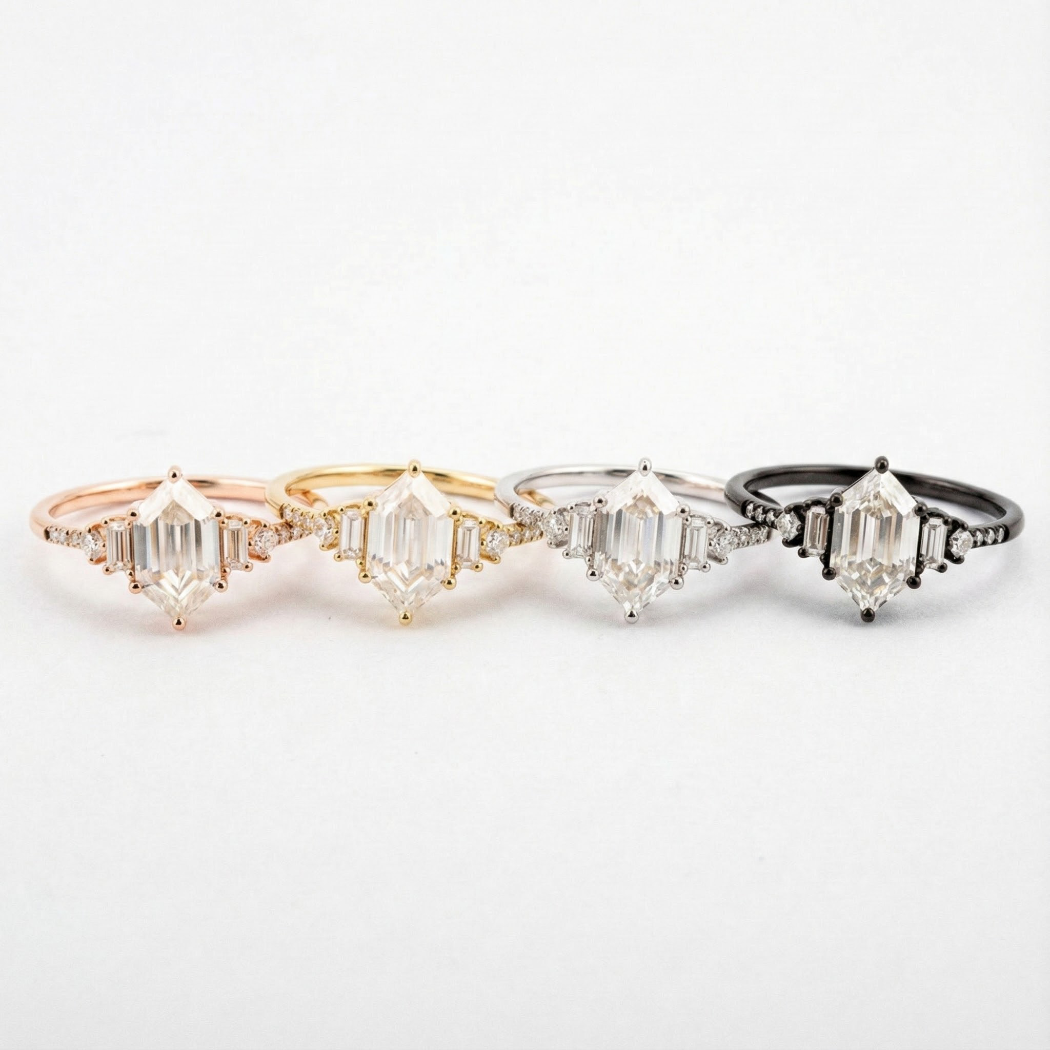 Long Hexagonal Moissanite Engagement Ring - Exquisite Diamond Alternative Jewelry