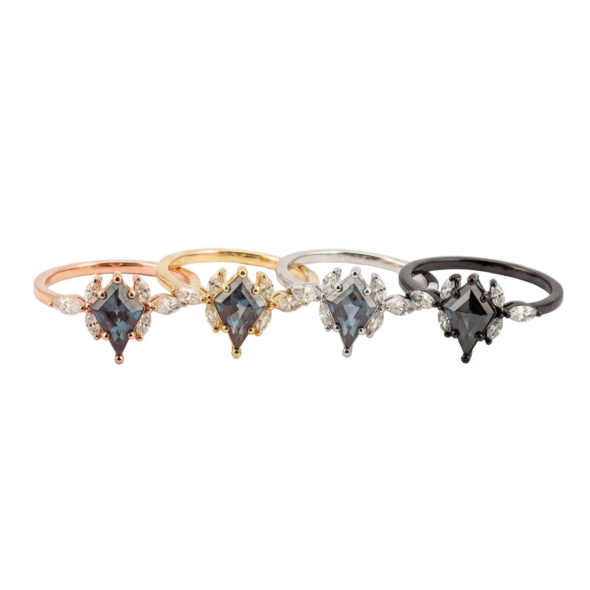 Lifestyle view of Kite Cut Alexandrite Ring in Rose Gold
