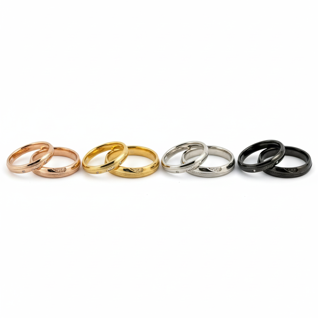 Lifestyle view of Moissanite Couple Ring Set in Gold