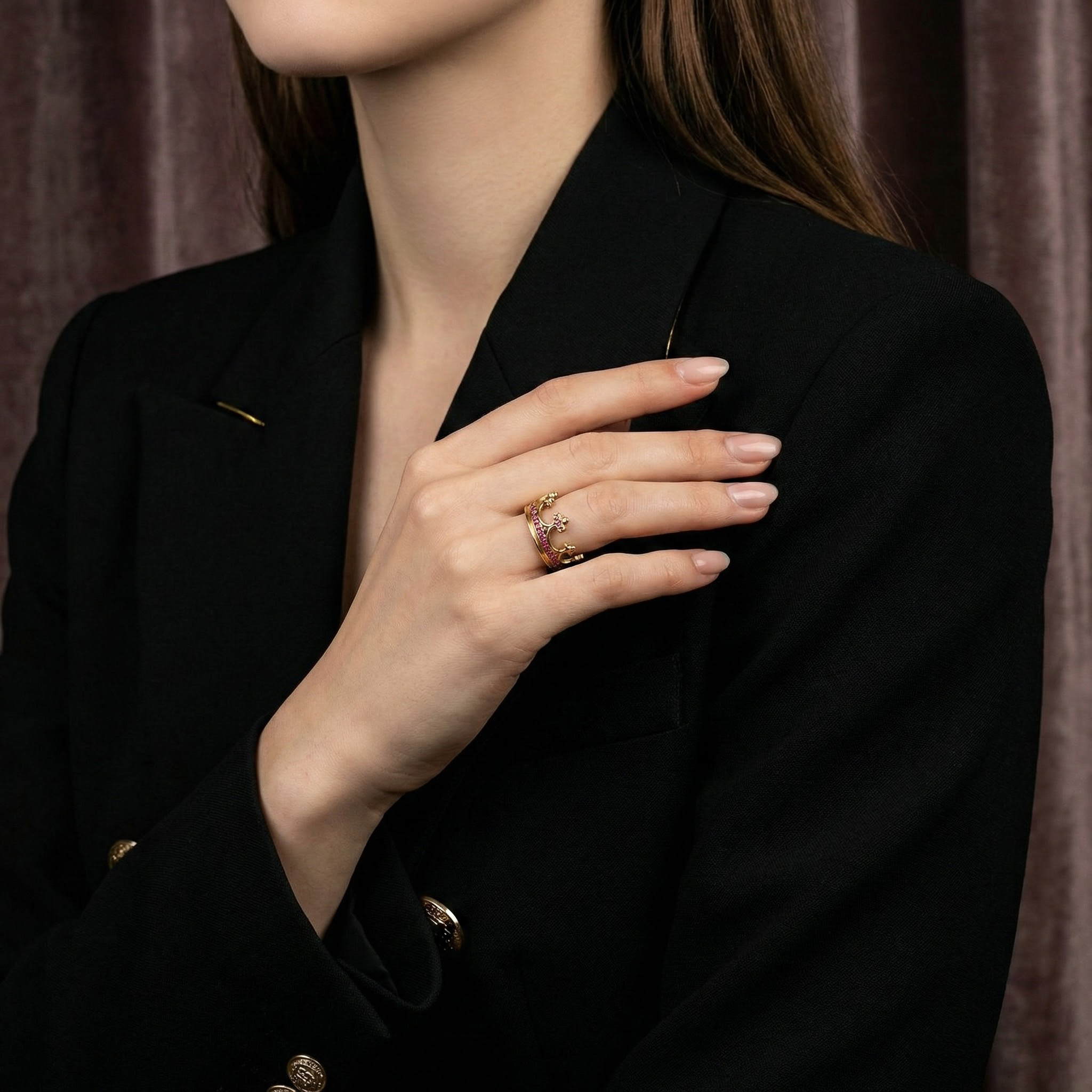 Detailed view of Ruby Ring in Gold