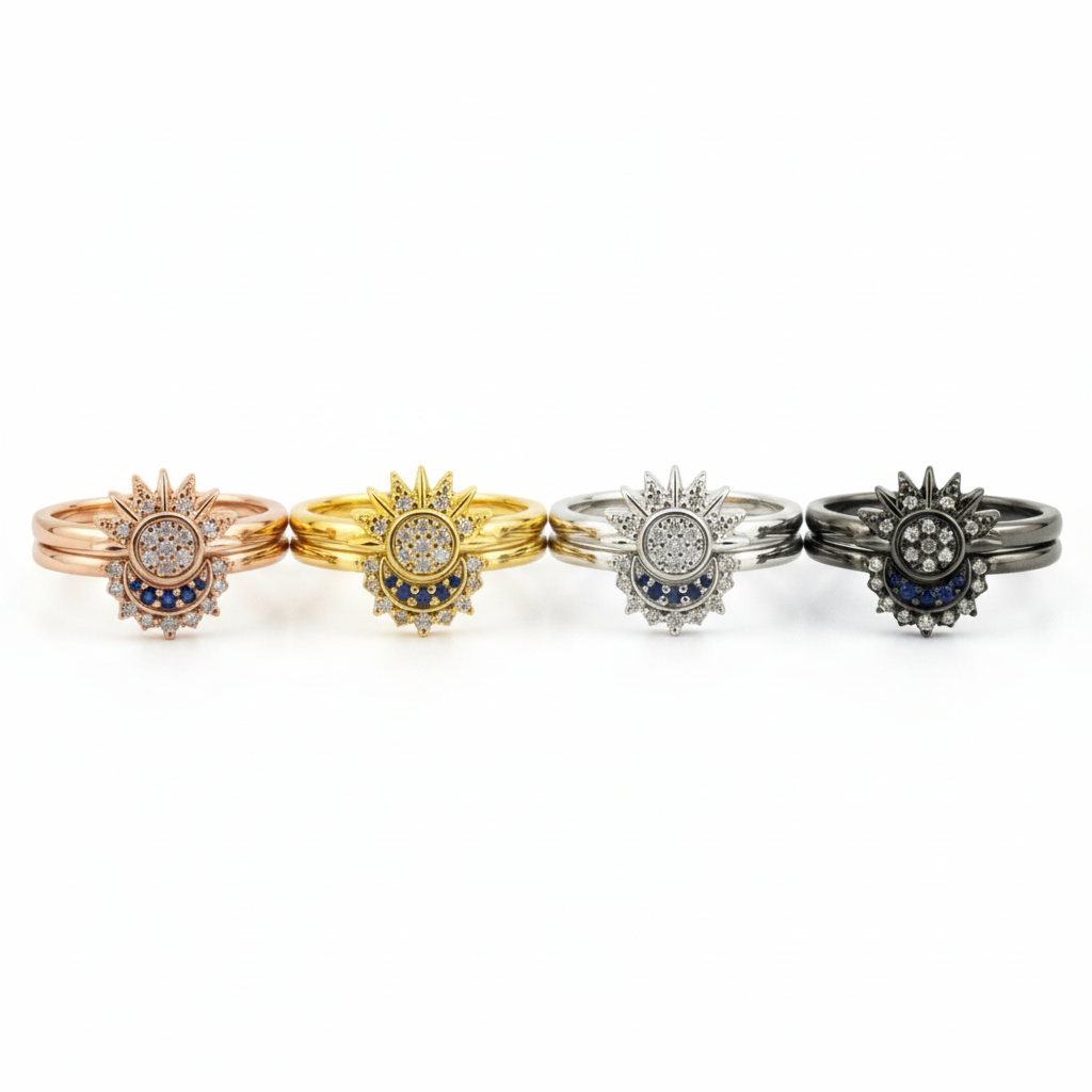 Lifestyle view of Moissanite Ring Set in Gold